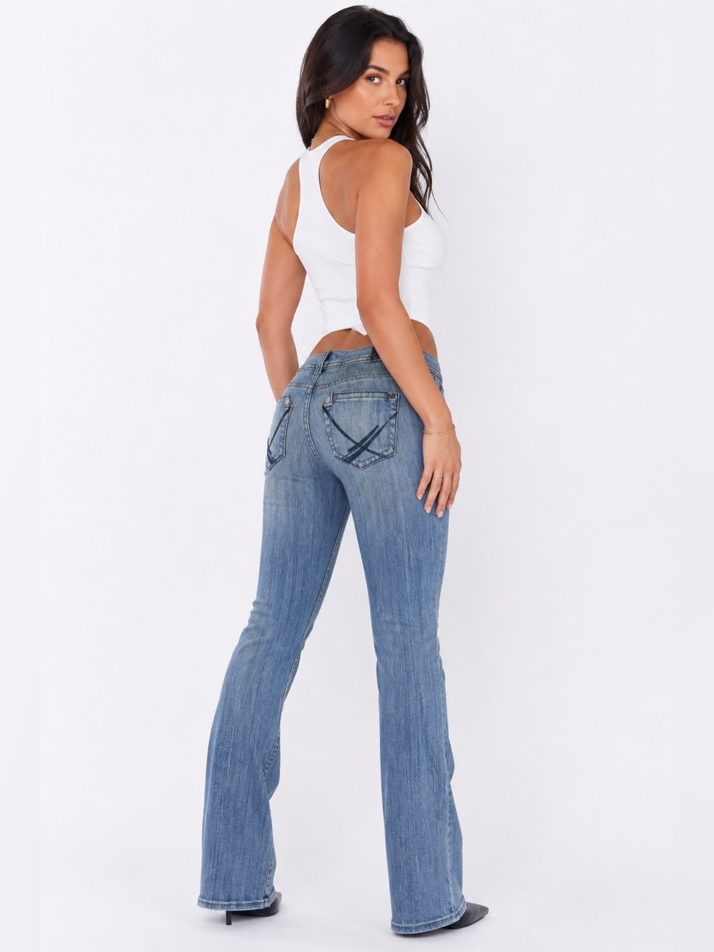 Vanity Y2K Low Rise Bootcut Jeans Light Wash Stretch Denim Flare Jeans